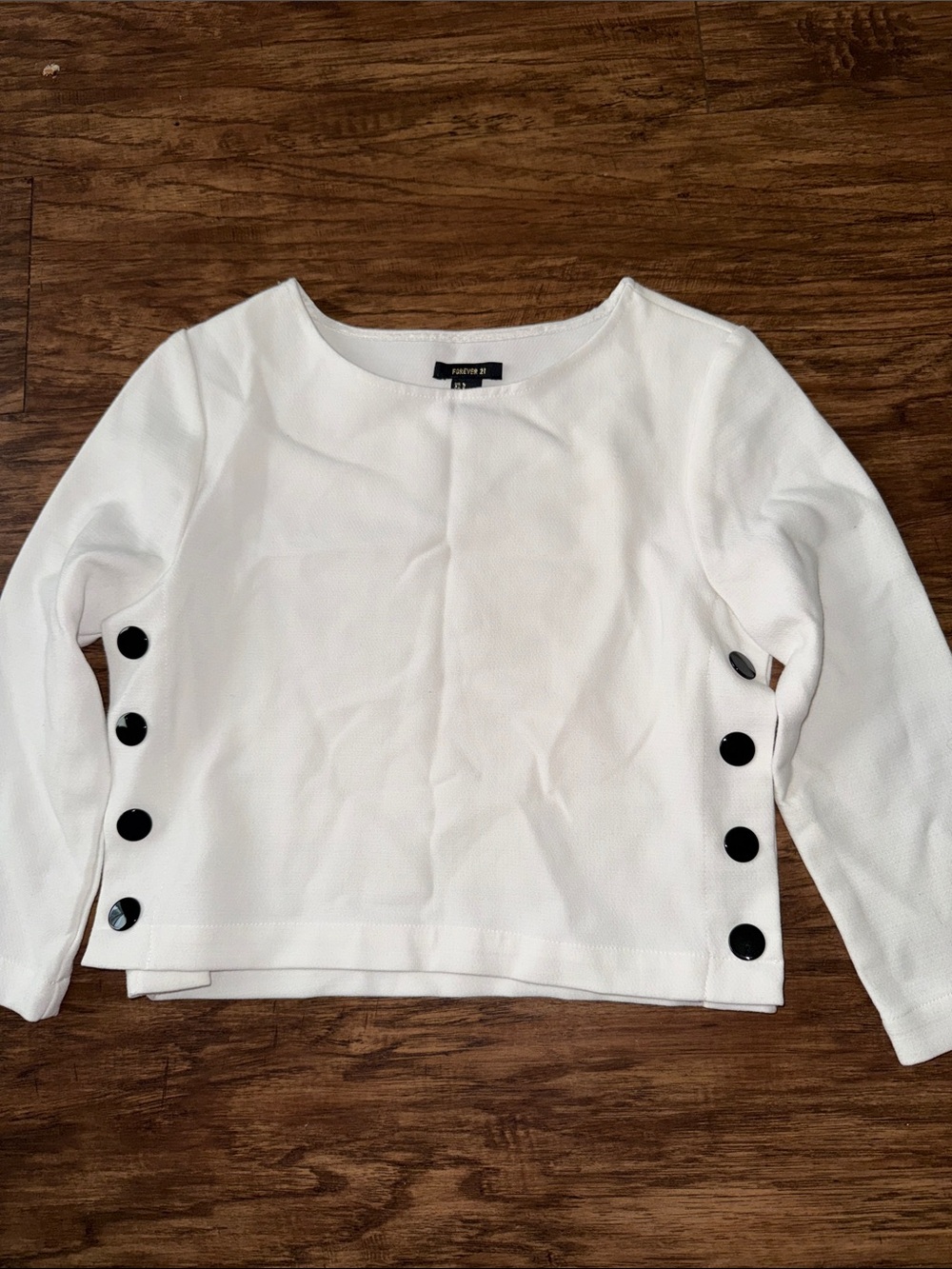 Forever 21 White Textured Crewneck Top